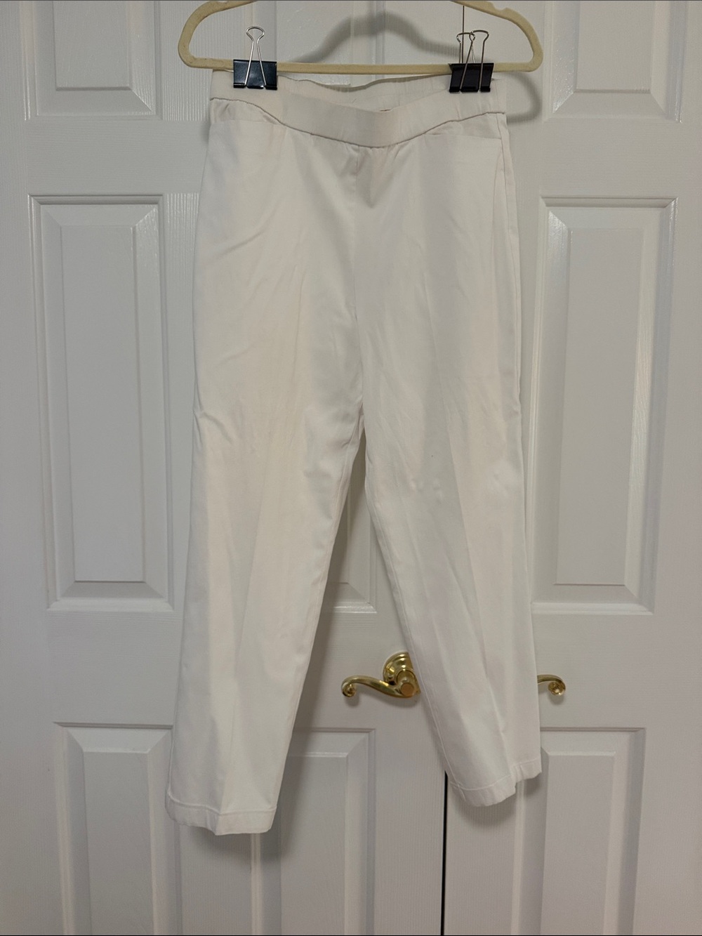 Susan Graver Cream Cropped Tailored Pants